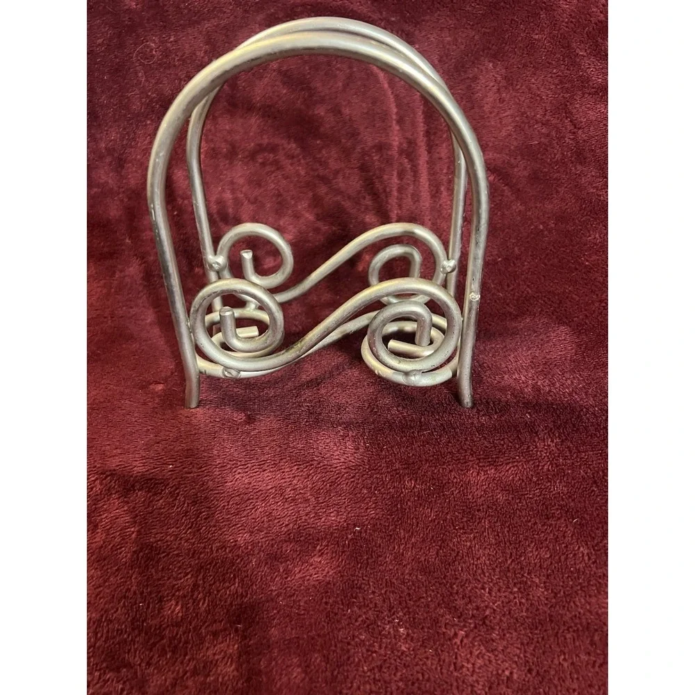 Heavy Metal Napkin Holder - 6in x 5in - Silverish Swirl‎ Design (1879)
